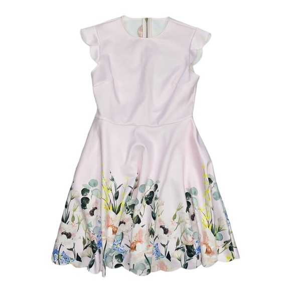 Ted Baker Floral Elegant Scalloped Skater Dress size 8 - Picture 4 of 4